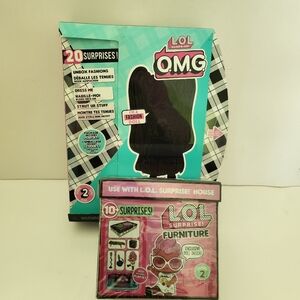 2 X LOL dolls, one omg doll alt grrrl and one the sister lol furniture